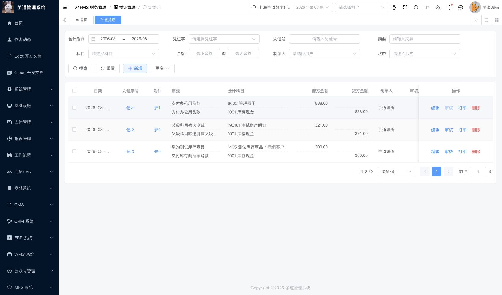 管理后台 - 凭证审核与反审核